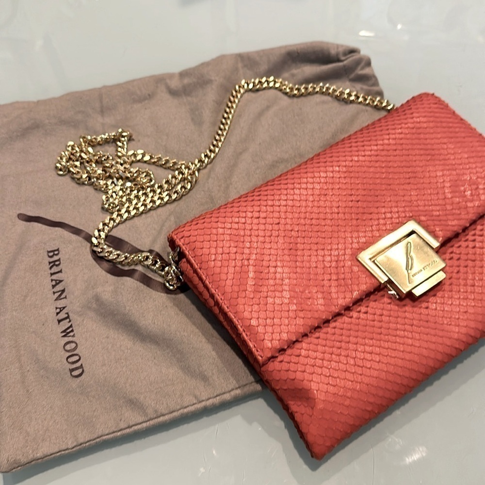 Brian Atwood Leather Clutch Shoulder Bag